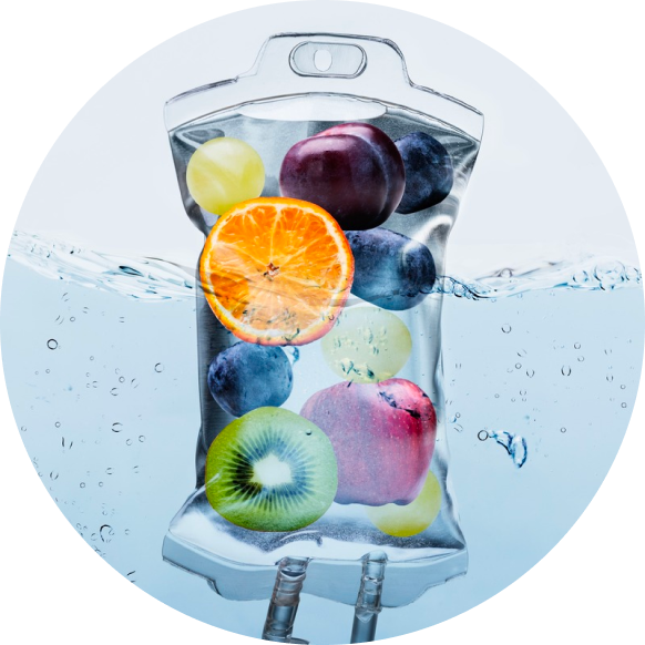 A bag of fruit is shown in the water.